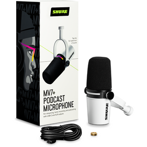 Shure MV7+-W Podcast Microphone and SRH440A Pro Headphones Bundle