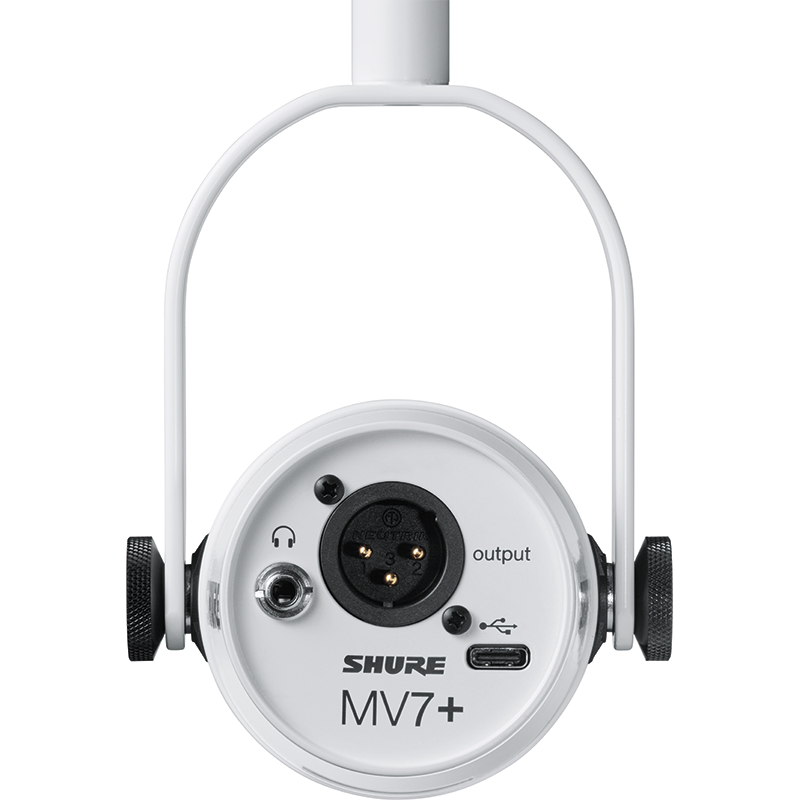 Shure MV7+-W Desktop Podcasting Bundle w/Over Ear Headphones - White